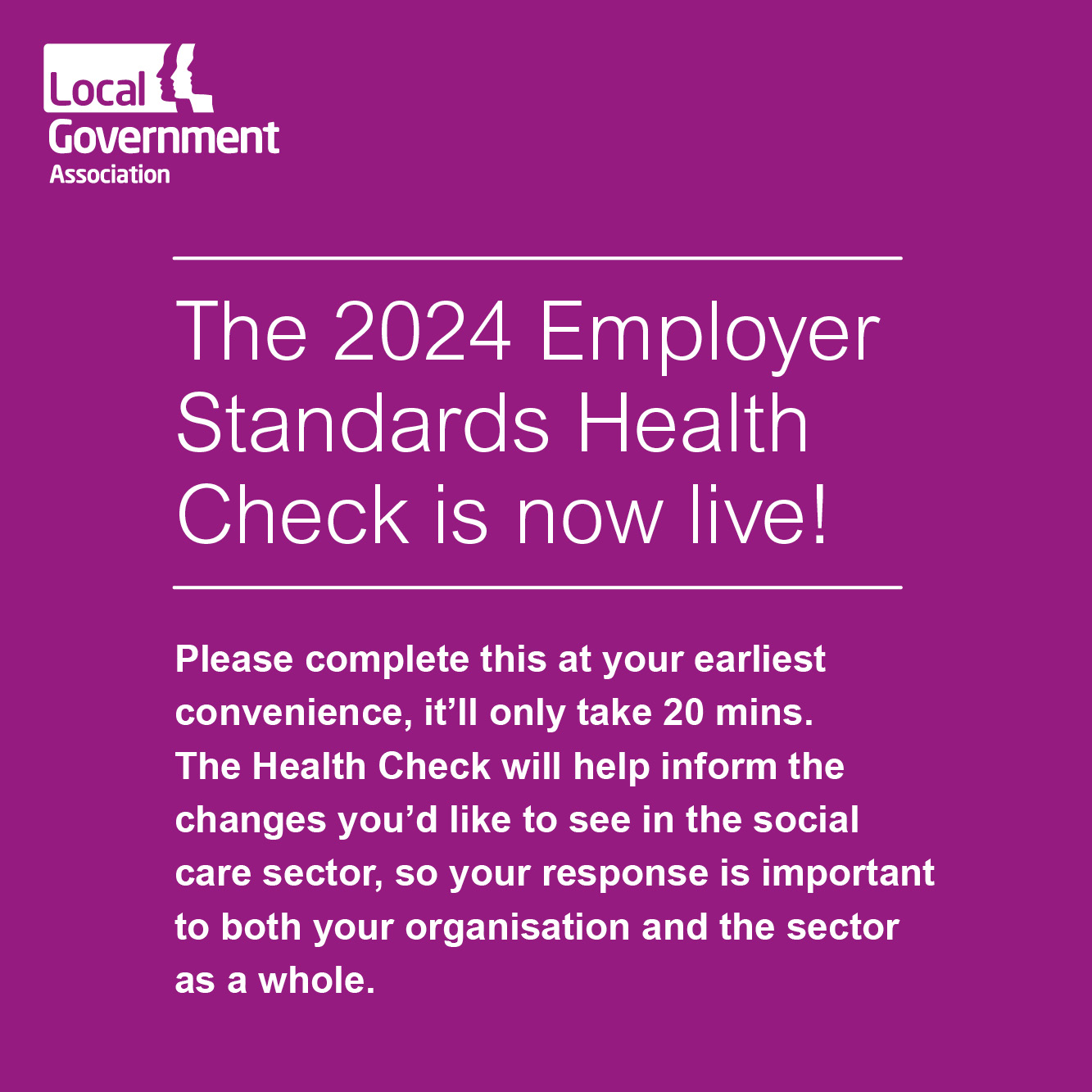 a banner saying that the 2024 Employer standard health check is now open to be completed