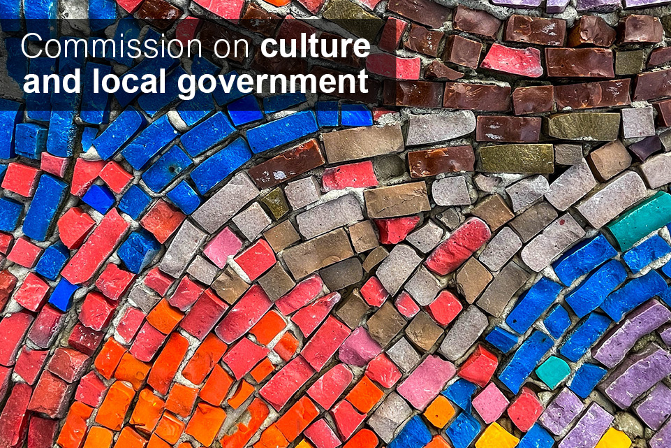 Decorative image with text: Commission on Culture and Local Government