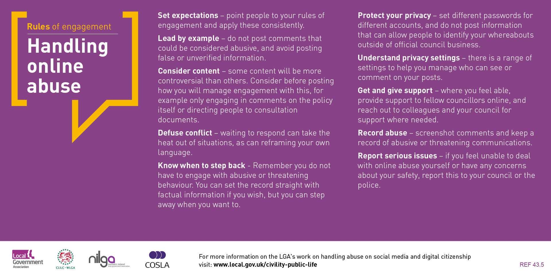 Handling online abuse, the rules of engagement. Below this image are further details of the text.
