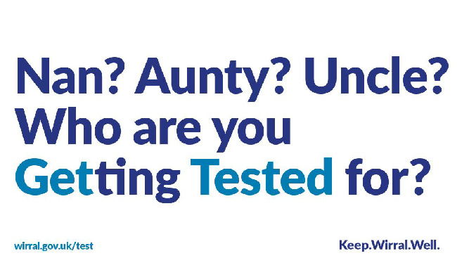 An infographic with the text: Nan? Aunty? Uncle? Who are you getting tested for?