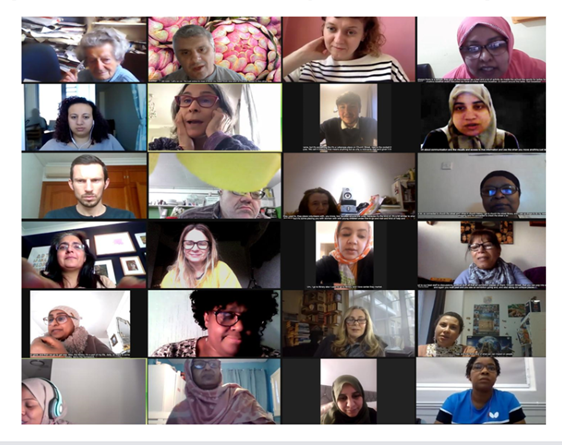 A collage of the participants who took part in the workshops via Zoom during the pandemic. 