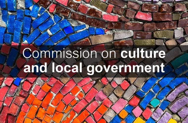 Decorative feature image with text: Commission on Culture and Local Government