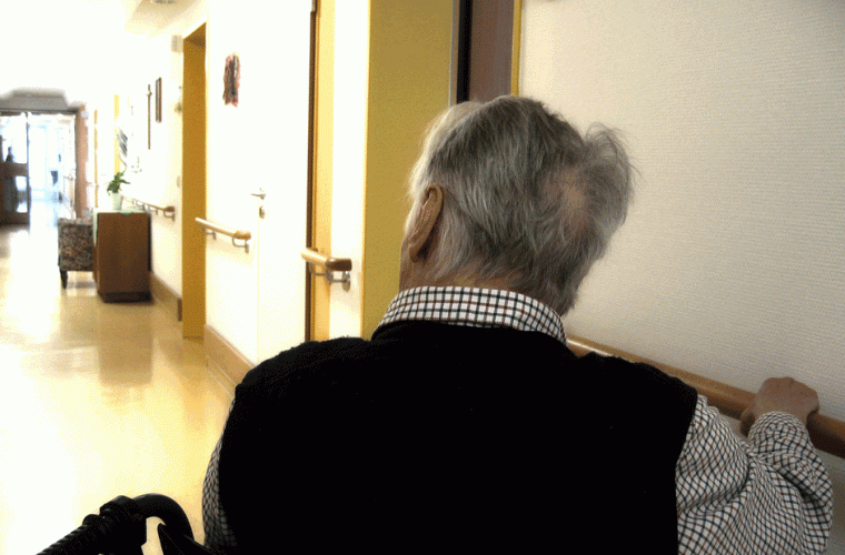 Elderly man in care home