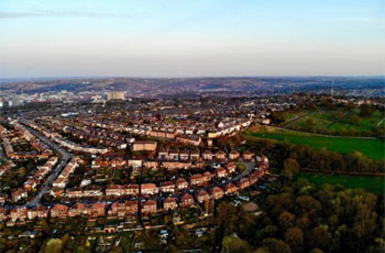 Aerial shot of a housing estate