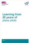 teal bold title reading learning from 20 years of place pilots, the purple LGA logo is the top corner