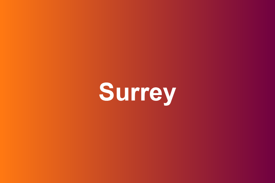 orange and red box written Surrey on it