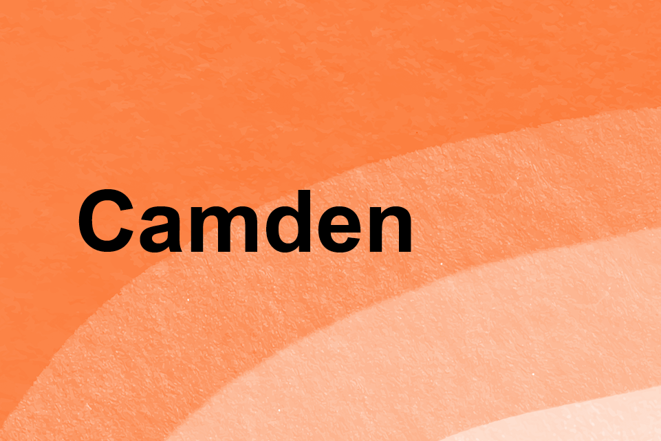 Orange background with Text: Camden