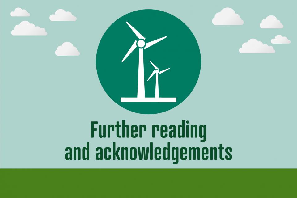 Image of windmills icon with text below reading 'further reading and acknowledgements'