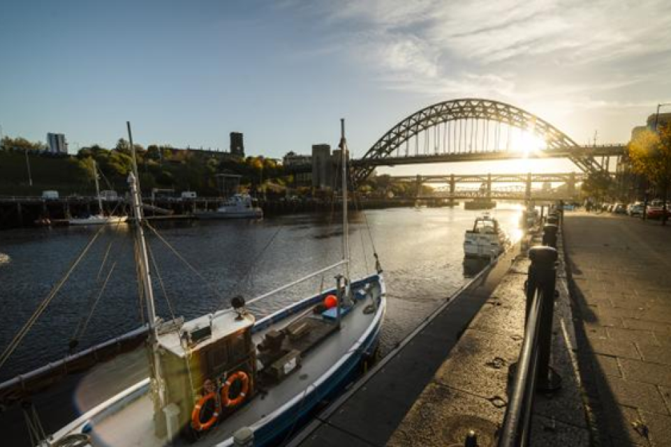 A photograph of Newcastle riverside and the Tyne bridge 