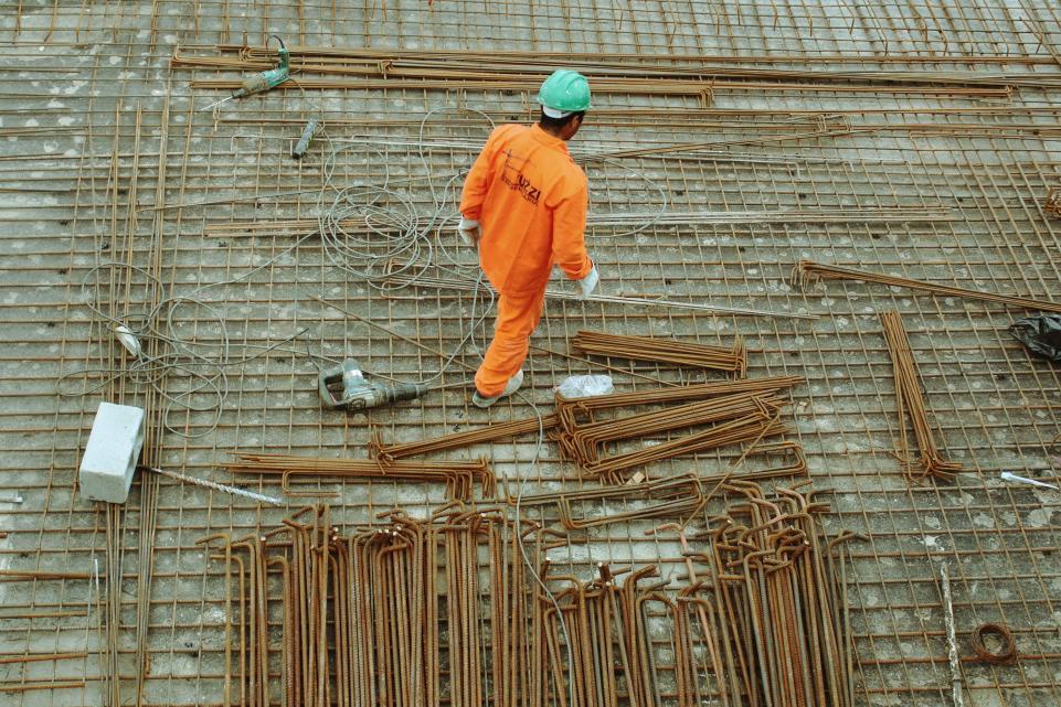 A construction worker on a building site